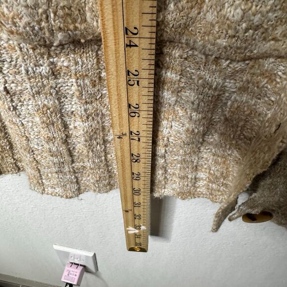 BKE Women’s Beige Marled Knit Hooded Cardigan Sweater Button Front Pockets - Picture 4 of 7